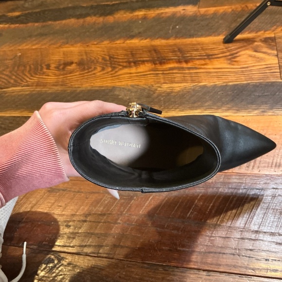 Stuart Weitzman Black Leather Block Heel Ankle Boots | Women’s Size 7B / EU 37.5 - Picture 4 of 12